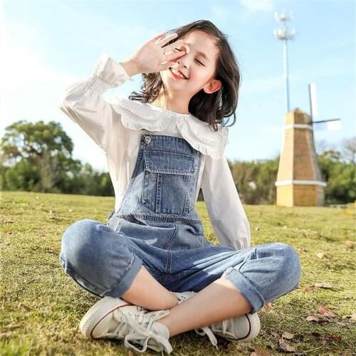 Clothes For Girls Lace Flower Costume For Girls Blouse + Jumpsuit Girls Clothes Set Casual Style School Tracksuit Kids