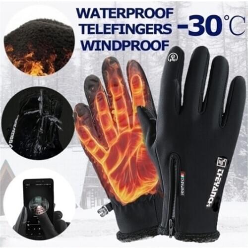 Autumn and Winter Zipper Outdoor Sports Riding Gloves Warm Windproof Waterproof Gloves Touch Screen Gloves Men and Women Gloves