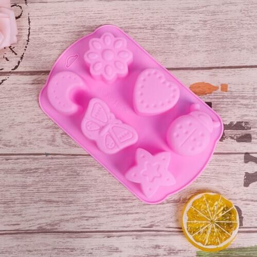 Food Grade Silicone Cake Decoration Tool 6 Grid Multifunction Handmade Soap Mould DIY Insect Shape Soap Mould Fondant Cake Mold