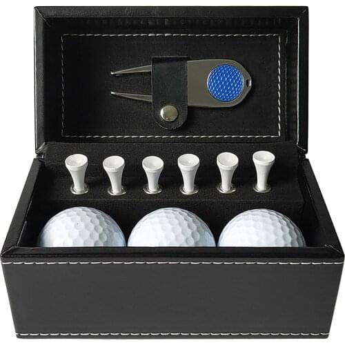 11 PCS Golf Gift Set with 6 Golf Tees 3 Golf Balls Divot Repair Tool Leather Box Set Golf Trainning Accessories