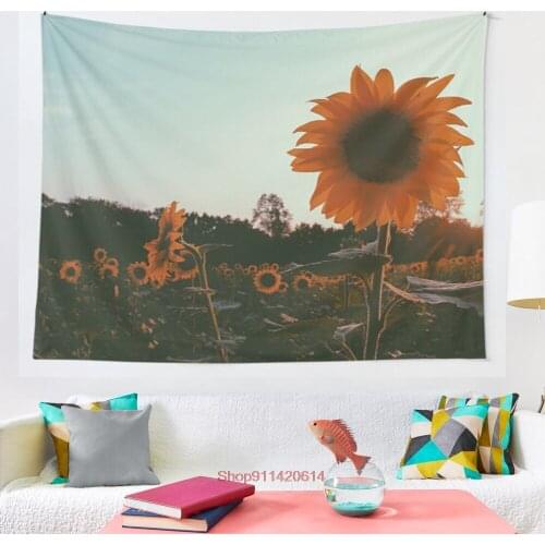 Sunflower tapestry Art Wall Hanging Living Room Decor Craftsmandala Decorative Thin Blanket Yoga