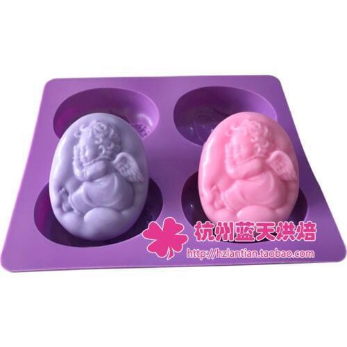 4 hole Sleep cute angel silicone cake mould soap mold baking tool