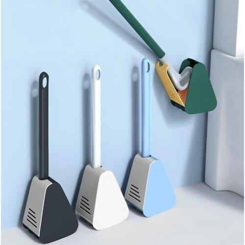 Silicone Brush Golf Toilet Brush Cleaning Wall Mounted Bathroom Accessories Black Tools Hanger Dead Space Toilet Brush