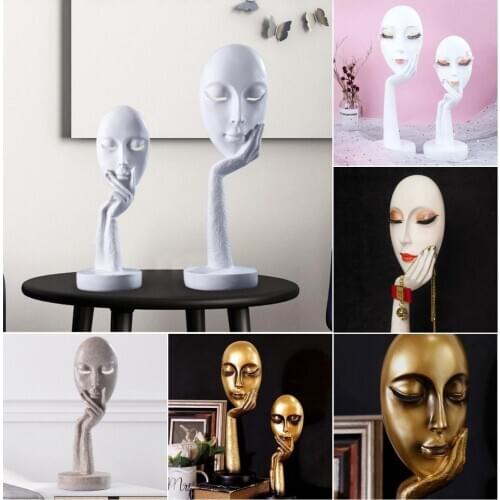 Home Decoration Resin Sculpture Statue Nordic Abstract Art DIY Colored Painting Living Room Office Furnishings Face Mask Crafts