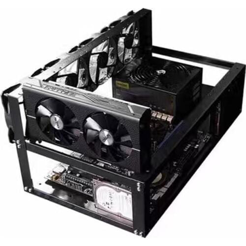 Steel Open Air Miner Mining Frame Rig Case Up to 6 GPU for Crypto Coin Currency Mining New 50x28.5x22.5cm