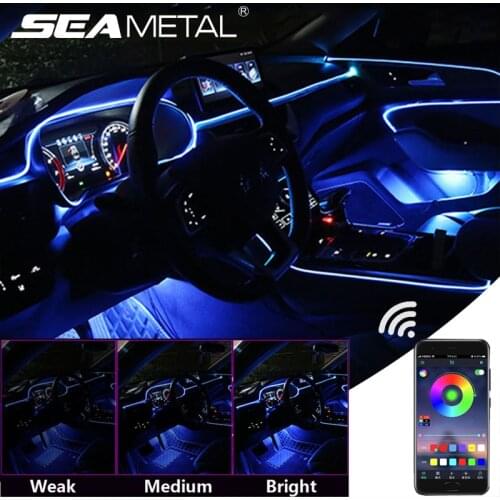 12V LED Car Interior Atmosphere Lamp App Music Control Decorative Light Car Styling Adjustable Brightness Auto Light with Remote