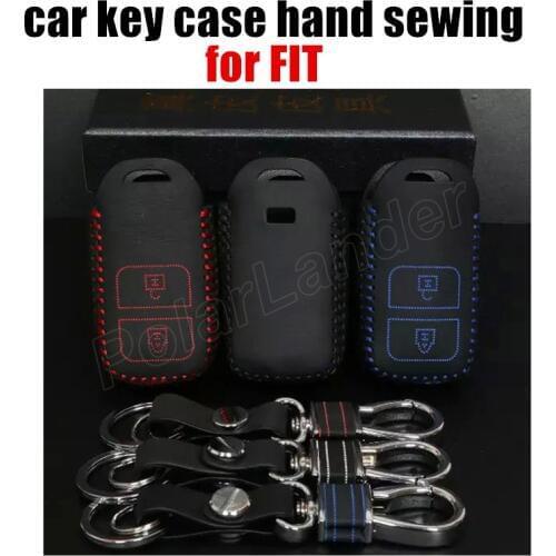 Only Red car key cover car styling fit for HODA VEZEL FIT car key case Hand sewing car styling Genuine quality leather
