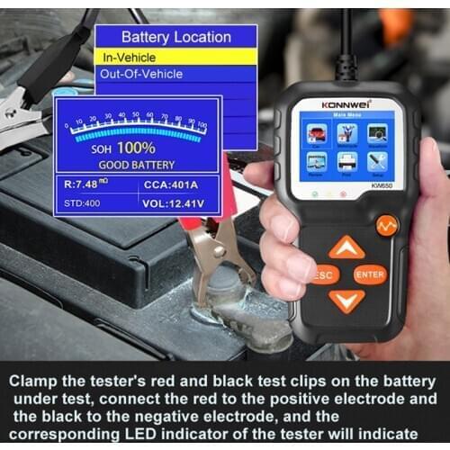 Battery Tester 12V 6V Car Motorcycle Battery System Analyzer 2000CCA Charging Cranking Test Tools for the Car