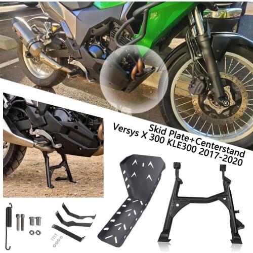 For Kawasaki Versys X 300 KLE300 Engine Guard Protector Skid Plate & Centerstand Center Stand Versys-X 300 X300 2017-2020 19 18