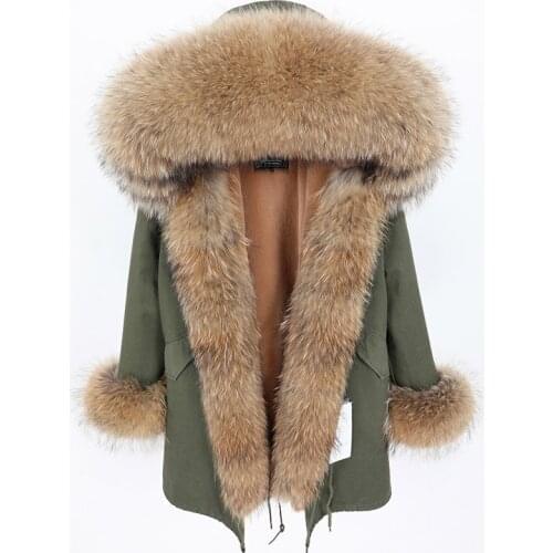 7XL Winter Women Long Coat Raccoon Fur Collar Warm And Thick Real Natural Fur Coat Waterproof Parka Women Coat Long Jacket