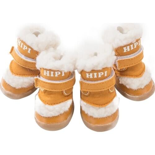Pet Winter Dog Shoes Warm Snow Boots Waterproof Fur 4Pcs/Set Small Dogs Cotton Non Slip For ChiHuaHua Pug Pet Product