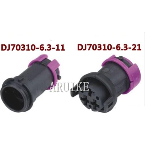 1SET 6.3mm Round Connector 1P/2P/3P/4P Waterproof connector Fog light plug For car