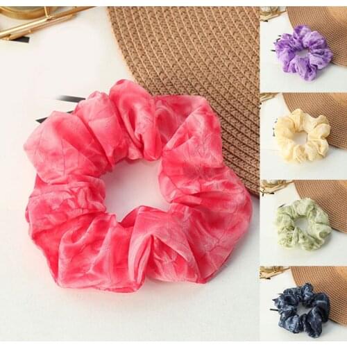 1 PCS Elastic Hair Rubber Bands Tie Dye Chiffon Large Intestine Hair Ring Rainbow Scrunchies Ponytail Holder Hair Accessories