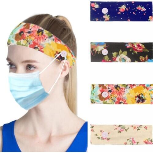 1PC Yoga High Elastic Headband with Button For Face Cover Relax Ears Yoga Hair Band Washable Sweatband Sports Accessory