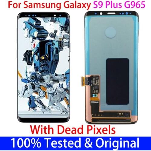 100% ORIGINAL Super AMOLED Replacement For SAMSUNG Galaxy S9 Plus G965 G965F LCD and Touch Screen Digitizer with Black dot pixel