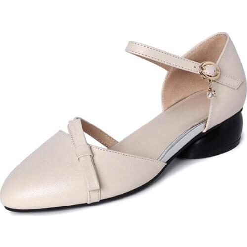 2020 Rhinestone Round Head Women Sandals Summer Fashion Sandals Women Leather Sandals Elegant Bow Low-heel Sandals Large Size 43