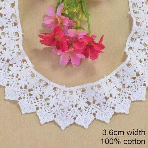 3.6cm White 100% Cotton Embroidery Lace French Lace Ribbon Fabric Guipure Diy Trims Warp Knitting Sewing Accessories#4217