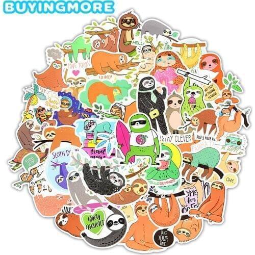 50 PCS Sloth Animal Stickers Pack Enjoy the Moment Funny Cute Cartoon Vinyl Stickers Kids DIY Scrapbook Bike Laptop Car Decals