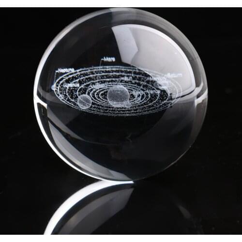 8 CM 3D Laser Engraved Galaxy Crystal Ball Miniature Model Crystal Craft Sphere Ornament Globe Glass Home Decor Gift Crystal