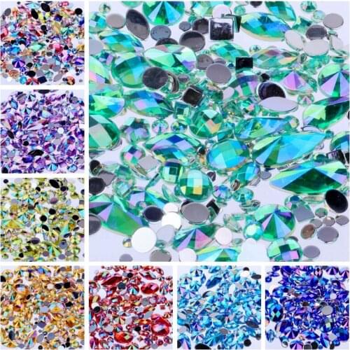 DIY Acrylic Rhinestone for Nails Crystal Clear AB Non Hotfix Flatback Nail Rhinestoens Clothes 3D Art Wedding Decoration
