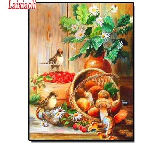 Diamond Painting Cross Stitch Mushroom bird Diamond Embroidery Full Set Square Round Rhinestones Diamond Mosaic wall Picture art