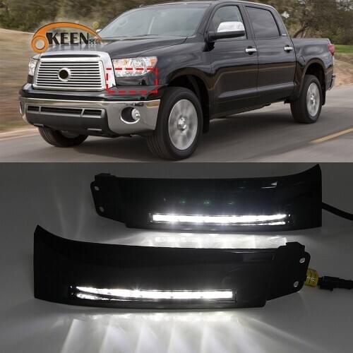 OKEEN 2pcs 12V Car LED Daytime Running Light for Toyota Tundra Sequoia 2007 2008 2009 2010 2011 2012 2013 DRL White Fog Lamps
