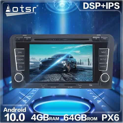 Aotsr Android 10.0 4GB + 64 GB Car Radio GPS Navigation DSP For AUDI A3 2003-2013 HD Car Auto Stereo Video Multimedia DVD Player