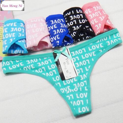 Free shipping 5pcs/lot Sexy letters printed cotton Thong trade womens sexy underwear passion T pants 87291