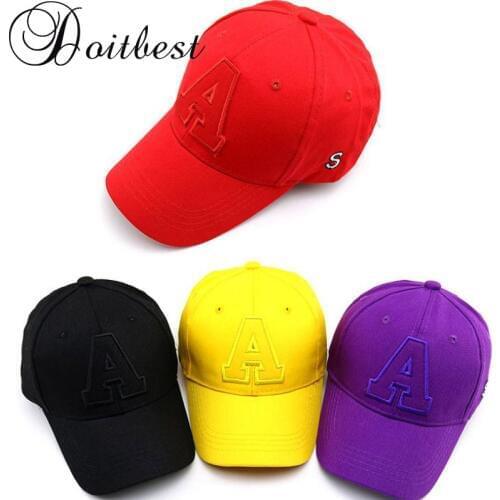 Doitbest 2 to 8 Years old Child Baseball Cap Hip Hop Spring A Letters kids Sun Hat solid 2019 Boys Girls Caps snapback hats
