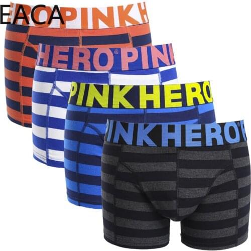 2020 New Pink Heroes High-Quality Men Boxer Shorts Cotton Underwear Comfortable Male Panties Fashion Striped Man Underpants