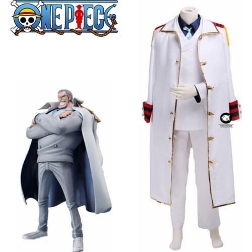 One Piece Monkey D Garp Cosplay Costume Uniform Monkey D. Luffy Grandfather Coat Pants Full Set Custom Made Halloween Costume