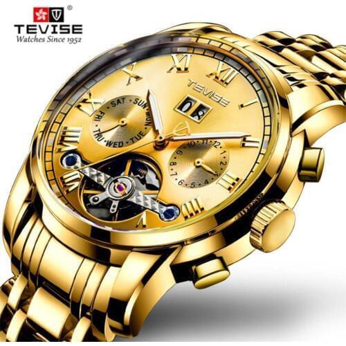 Tourbillo Steampunk Men Military Sport Wrist Watch Gold Automatic Mechanical Steel Waterproof Male Clock Watches Relogio