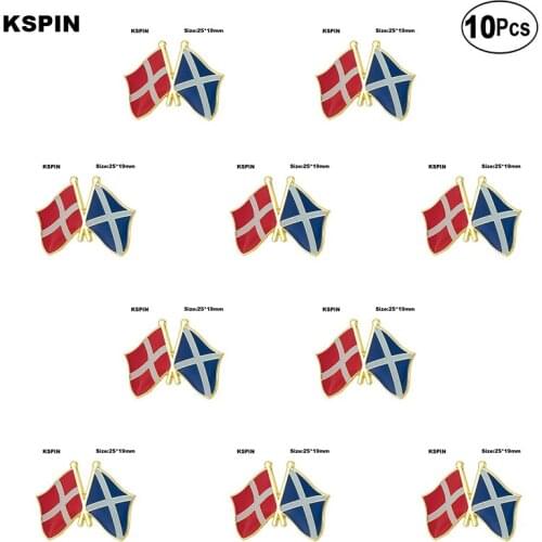 Denmark & SCOTLAND BLUE Friendship Flag Lapel Pin Flag badge Brooch Pins Badges 10Pcs a Lot