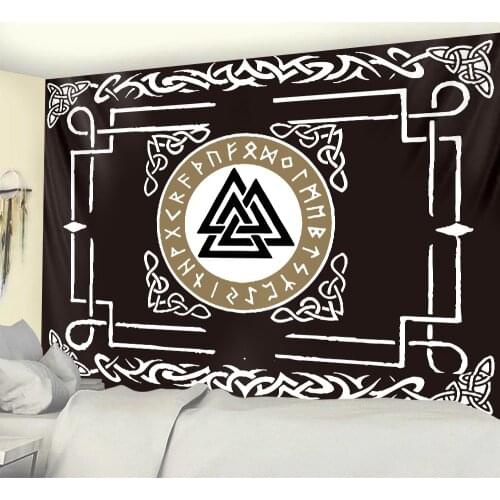 Viking Mystery Symbol Home Decoration Art Tapestry Bohemian Decoration Yoga Mat Hippie Yoga Mat Sofa Blanket Sheets
