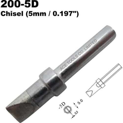 QUICK 200-5D Chisel 5mm Replacement Soldering Tip Fit 203 203H 204 204H 203D 376(I) 376D(I) 3100 3101 3102 3112 3202 20H-90 Bit