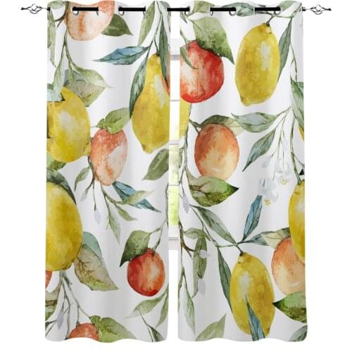 Grapefruit Lemon Watercolor Painting Window Curtains Home Decor Living Room Curtains Kitchen Drapes Panel Curtains for Bedroom