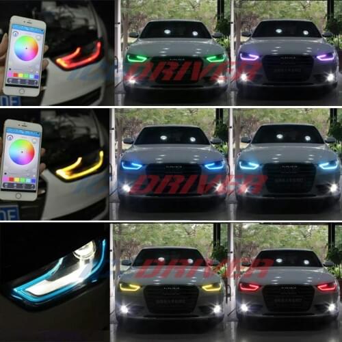 Icedriver for AUDI A4 S4 DRL RGB multicolor LED boards 2013-2015 daytime running lights Red Blue Demon Eye lighting bulbs
