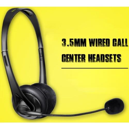 3.5mm Computer Headset with Microphone Noise Cancelling Head-mounted Headphone Wired Call Center Headsets Business Call Center