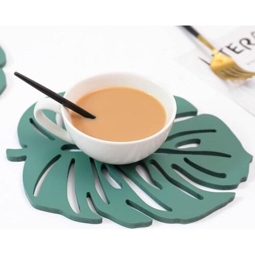 Leaves Mat Tropical Rainforest Styles Cup Mat Leaves Coaster Cup Mat Square Placemat Pad Holder Mug Coaster Table Placemat