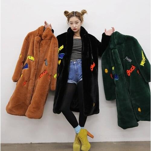 2019 Korean version of the new rabbit fur grass jacket loose coat ladies winter faux fur warm plush jacket street clothing