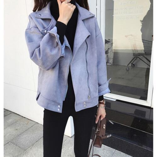 Coat women Ladies Suede Leather Jackets Zip Up Biker Female Casual Coats Woman Flight Coat