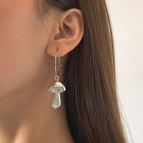 Mushroom Fashion Earrings for Women Jewelry Piercing Brincos 2021 Trand Ear Cuff Woman Summer Ear Rings Statement Bijoux