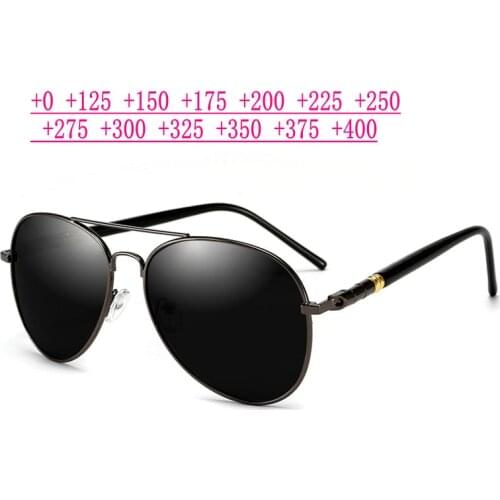 Multifocal Pilot Sunglasses Men With Diopters Bifocal Metal Round Reading Glasses Fashion Men Women Presbyopia Glasses NX