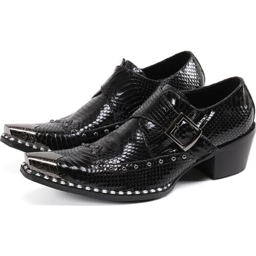 High Quality Man Handmade Casual Shoes Genuine Leather High Heels Loafers Pointed Toe Height Increasing Mens Basic Flats
