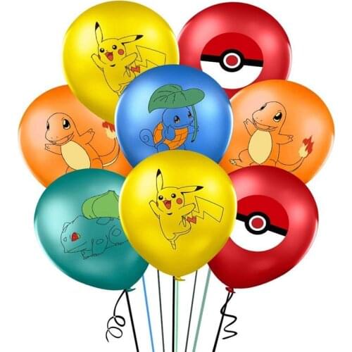 10pcs Set 12 Inch Anime Pokemon Pikachu Squirtle Theme Party Children 'S Birthday Latex Balloon Baby Shower Decoration Kids Toys
