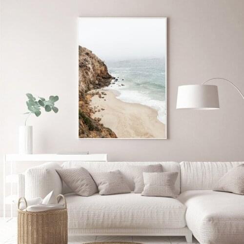 Coastal Farmhouse Wall Decor Beach Landscape Poster Canvas Art Print Neutral Pastel Colors Art Painting Picture Home Decoration