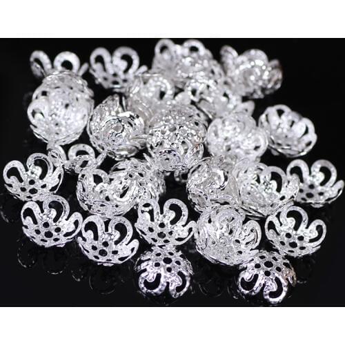 New Hollow Flower Metal Filigree Loose Spacer Bead Caps Silver Gold Accessories components supplies For DIY Jewelry Making