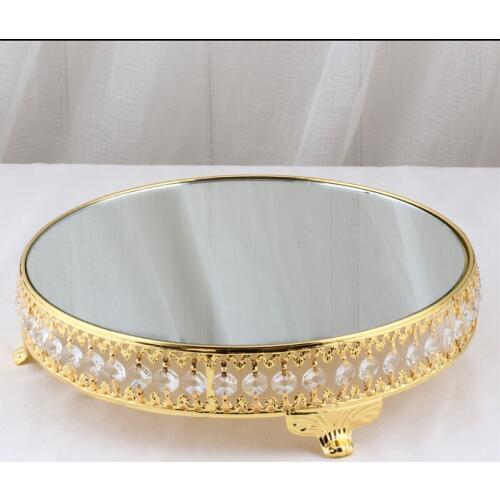 New arrive silver&Gold Crystal cake stand Electroplating mirror face fondant cupcake sweet table candy bar table decorating