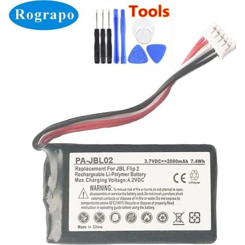 New 2000mAh Li-Polymer AEC653055-2P Replacement Battery For JBL Flip 2 Flip II 5-Wire Plug Speaker Accumulator