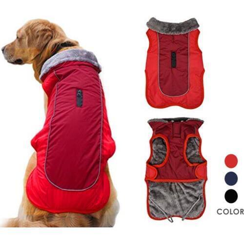 Big Dog Clothes Reflective Waterproof Pet Jacket Winter Thick Fluff Pets Puppy Coat For Small Medium Large Dogs Labrador Bulldog